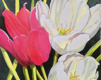 Impresión montada en tulipanes