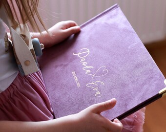 Álbum de fotos familiar aterciopelado hecho a mano, libro de recuerdos personalizado