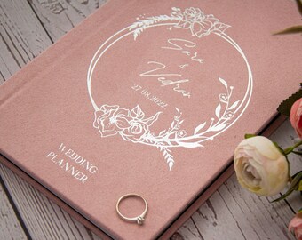 Planificador de bodas personalizado y aterciopelado, diario de lujo, regalo de compromiso