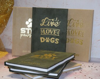 Agenda personalizada para perros, tapa dura aterciopelada, hecha a mano