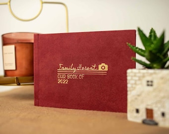 Álbum de fotos familiar de terciopelo, grabado personalizado, páginas impresas