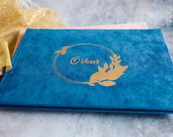 Álbum de fotos personalizado de terciopelo para bebé, libro de recuerdos plano