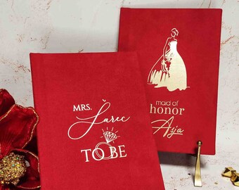 Planificador de dama de honor de terciopelo personalizado, regalo de boda personalizado