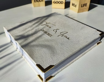 Álbum de fotos personalizado aterciopelado, libro de amor plano, regalo de aniversario