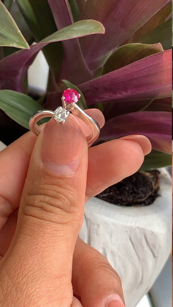 Diamond & Ruby 18k White Gold Ring