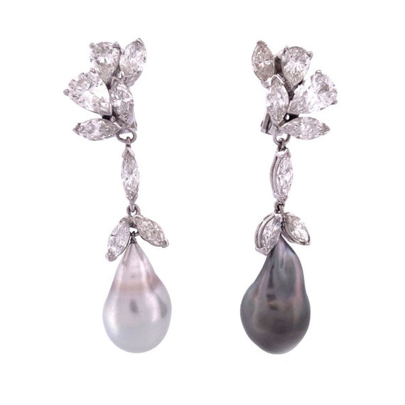 Elegant Platinum Diamond Dangle Earrings