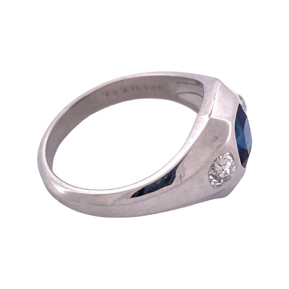 Antique Inspired Platinum Blue Sapphire and White… - image 3