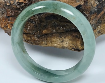 56.9mm Icy Apple, Forest, and Emerald Green Untreated Burmese Grade A Jadeite Jade Bangle/Icy Jade/Jade Bracelet/MOJ0209