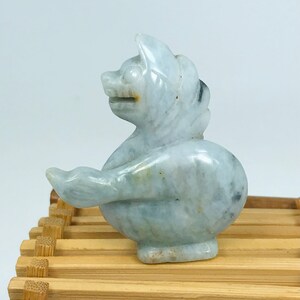Vintage Apple Green with Milky White Hand Carved Dragon Authentic Grade A (untreated) Burmese Jadeite Jade Figurine/Good Luck Dragon/MOJD001