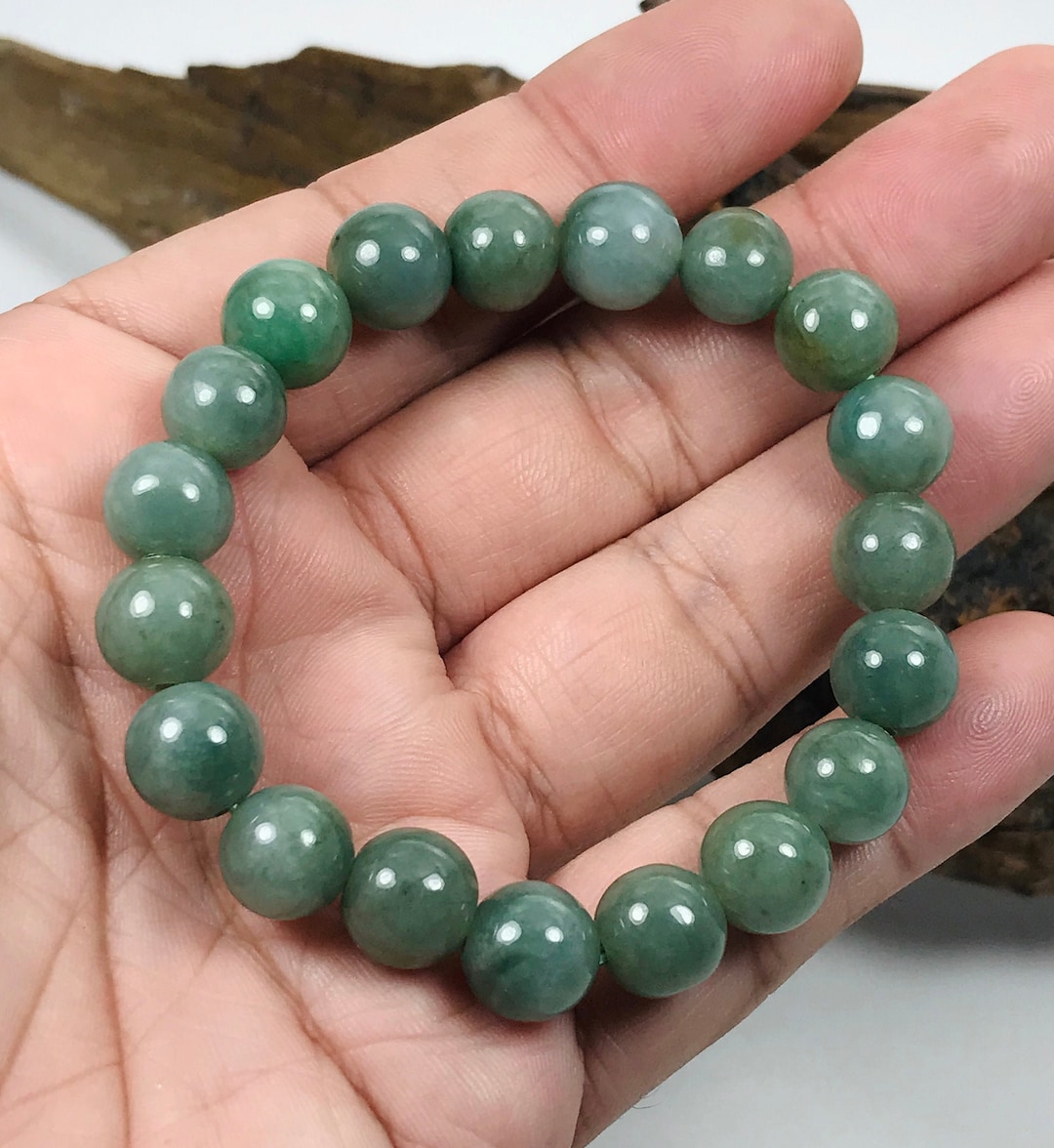 Bracelet En Jade Vert Véritable Pour Femme - Élégant Et Porte-Bonheur - 58 Mm