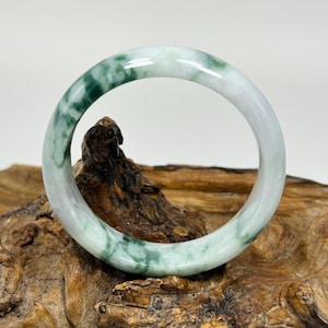 58.3mm Certified Icy Translucent Apple and Emerald Green with Lavender Milky White Untreated Burmese Grade A Jadeite Jade Bangle/MOJT086