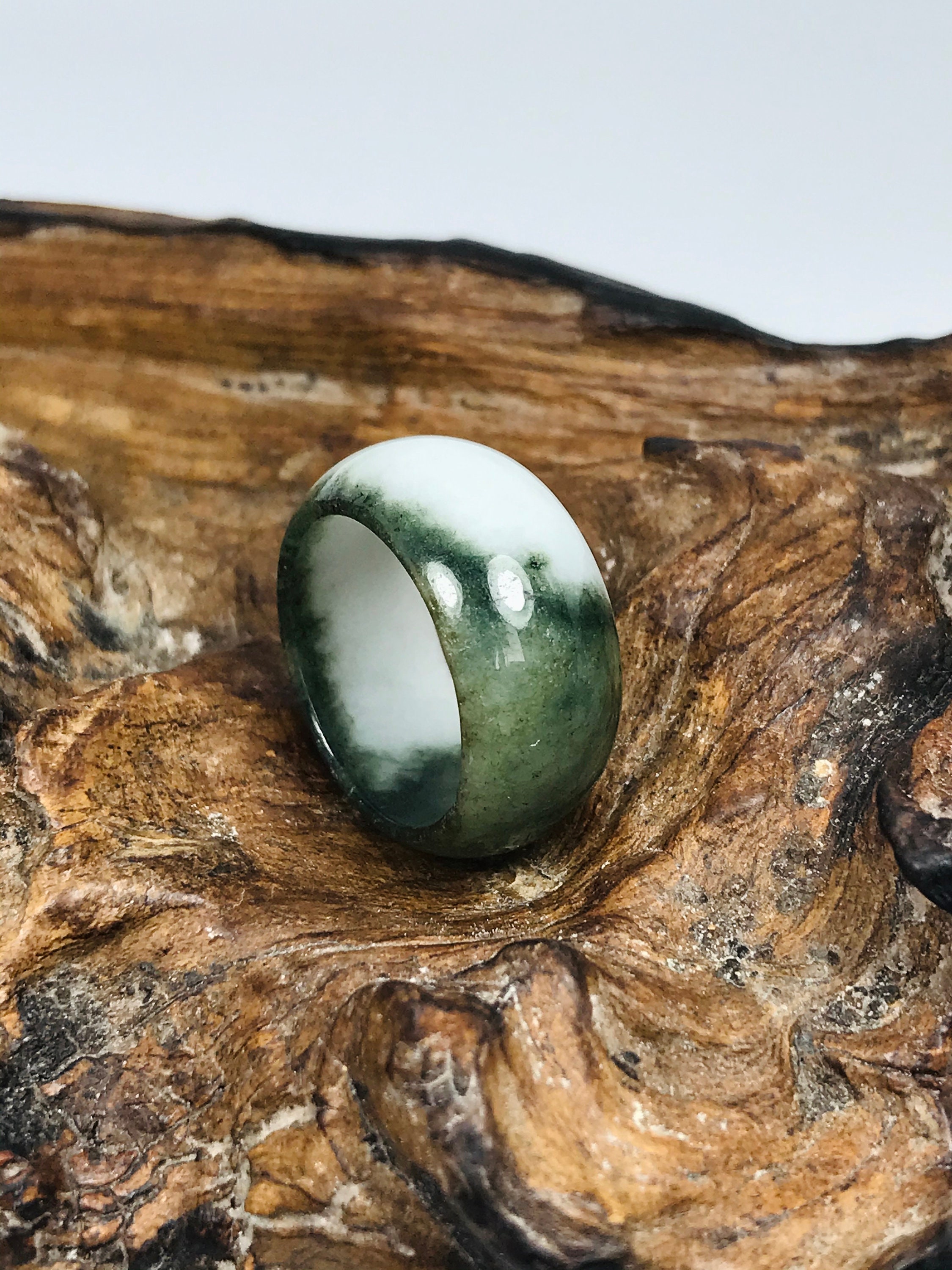 Anello Di Giada Verde Reale Naturale Al 100%, Anello Di Giada Semplice - Foto 9