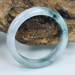 Certified 58.8mm Icy Apple and Imperial Green with Lavender Milky White Authentic Untreated Burmese Grade A Jadeite Jade Bangle/ MOJ0307