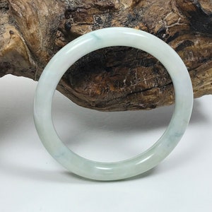 54.6mm Apple Green with Milky White and Honeycomb Untreated Burmese Grade A Jadeite Jade Bangle/Jade Bracelet/Lavender Jade/MOJ0169