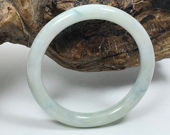 54.6mm Apple Green with Milky White and Honeycomb Untreated Burmese Grade A Jadeite Jade Bangle/Jade Bracelet/Lavender Jade/MOJ0169