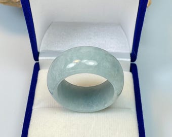 Anello Fascia In Giada Naturale Di Grado A - Vero Giada Birmana Per Uomo E Donna, Larghezza 6.5mm, Taglie USA 4-12, Gioielli Myanmar