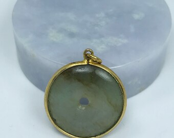 Collana Con Ciondolo In Giada Verde Ghiaccio Naturale – Ciambella Portafortuna Fatta A Mano