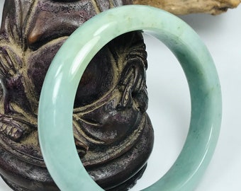 54.7mm Apple Green and Golden Honeycomb with Milky White Untreated Burmese Grade A Jadeite Jade Bangle/Icy Jade/Jade Bracelet/ MOJ0521