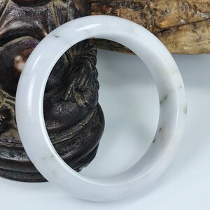 54.7mm Light Lavender Milky White with Forest Green Untreated Burmese Grade A Jadeite Jade Bangle/Icy Jade/Jade Bracelet/MOJ0848