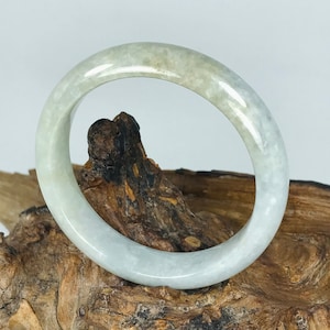 58.7mm Apple and Forest Green with Lavender Milky White Untreated Burmese Grade A Jadeite Jade Bangle/Icy Jade/Jade Bracelet/MOJ0841