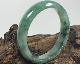 58.6mm Forest and Emerald Green Untreated Burmese Grade A Jadeite Jade Bangle/Icy Jade/Jade Bracelet/ MOJ0122