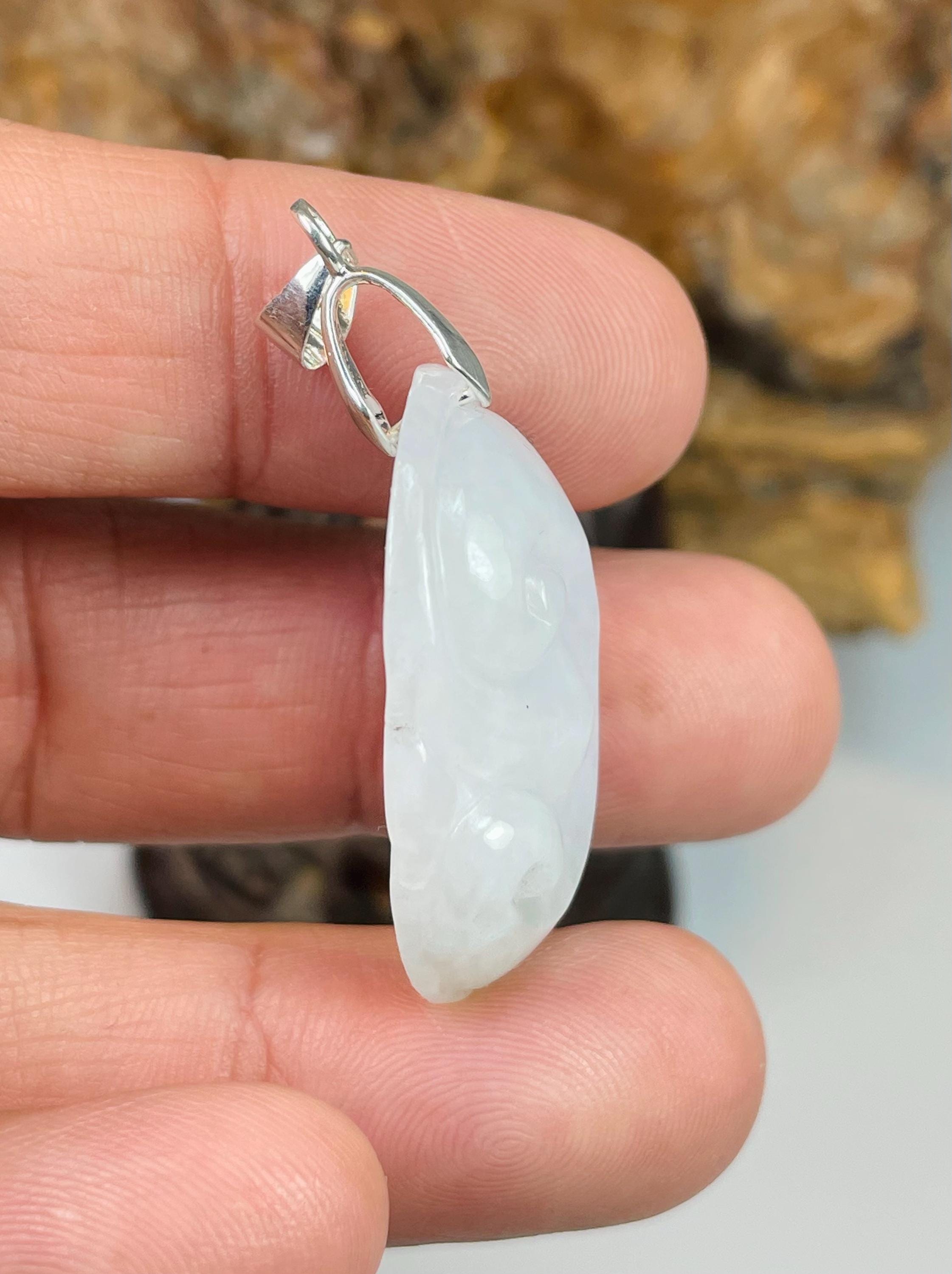 Icy Lavender Milky White Jadeite Jade Lucky Ruyi Pendant