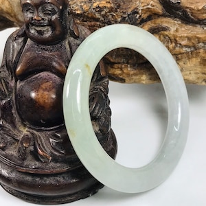 53.5mm Certified Icy Translucent Princess Cut Apple Green with Lavender Milky White Untreated Burmese Grade A Jadeite Jade Bangle/MOJ1024