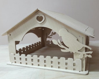 Casa de pájaros. Archivos cortados por láser SVG, DXF, CDR, planes vectoriales Glowforge archivos Descarga instantánea, archivo cnc. 605