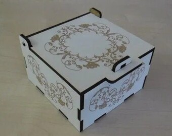 Engraved Small Box With Lid And Lock.Laser cut files SVG, DXF, CDR, vector plans Glowforge files Instant download, cnc file. 765