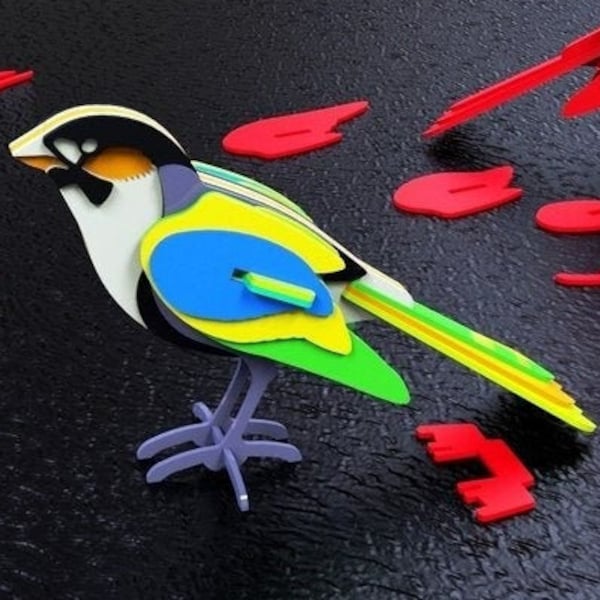 Bird 3D Puzzle.Laser couper les fichiers SVG DXF CDR plans vectoriels, fichiers téléchargement instantané, cnc cut, coupe laser. 603