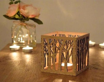 Candle Holder. Laser cut files SVG, DXF, CDR, vector plans Glowforge files Instant download, cnc file, cnc pattern, cnc cut. 158