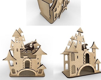 3d Puzzle Castle.Laser cut files SVG DXF CDR vector plans, files Instant download, cnc pattern, cnc cut, laser cut.717