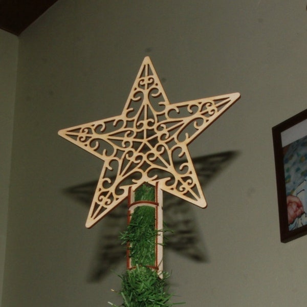 Laser Cut Star On Christmas Tree New Year.Vector dxf, cdr,svg for CNC, vector file, digital vector art, cnc, cnc file, cnc pattern, cnc cut.