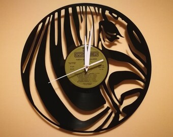 Zebra Vinyl Record Wall Clock.Laser cut files SVG, DXF, CDR, vector plans Glowforge files Instant download,cnc file,cnc pattern. 370