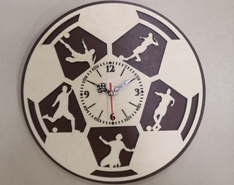 Laser Cut Football Wall Clock Sport Wall Clock Gift For Soccer Lover Footballer.Decorative Wall Clock.Laser cut files SVG, DXF, CDR. 105