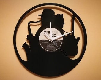 Saxophone Vinyl Record Wall Clock.Laser cut files SVG, DXF, CDR, vector plans Glowforge files Instant download,cnc file,cnc pattern. 367