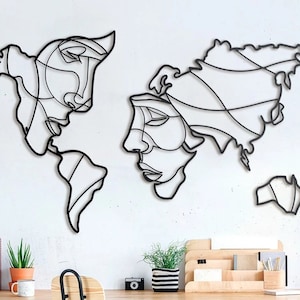Visages découpés au laser de l’art mural de carte du monde. Vecteur dxf, cdr,svg pour CNC, fichier vectoriel, art vectoriel numérique, cnc, fichier cnc, cnc modèle 25