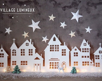 Winter Village Home Decor.  Laser cut files SVG DXF CDR vector plans, files Instant download, cnc pattern, cnc cut, laser cut 60