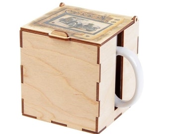 Gift Box For Mug. Laser cut files SVG, DXF, CDR, vector plans Glowforge files Instant download, cnc file. 764