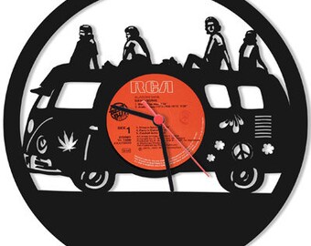 Wall Clock Hippie.Vinyl Record Wall Clock.Laser cut files SVG, DXF, CDR, vector plans Glowforge files Instant download,cnc file. 374