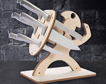 Kitchen Knife Stand. Laser cut files SVG, DXF, CDR, vector plans Glowforge files Instant download, cnc file. 284