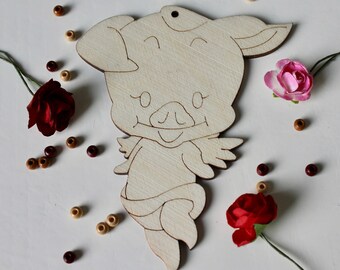 Giocattolo di maiale angelo. File di taglio laser SVG, DXF, CDR, piani vettoriali File Glowforge Download istantaneo, file cnc. 733
