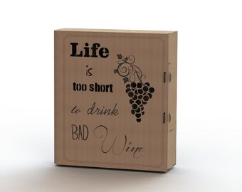 Wijndoos. Laser cut bestanden SVG DXF CDR vector plannen, bestanden Instant downloaden, cnc patroon, cnc cut, laser cut.