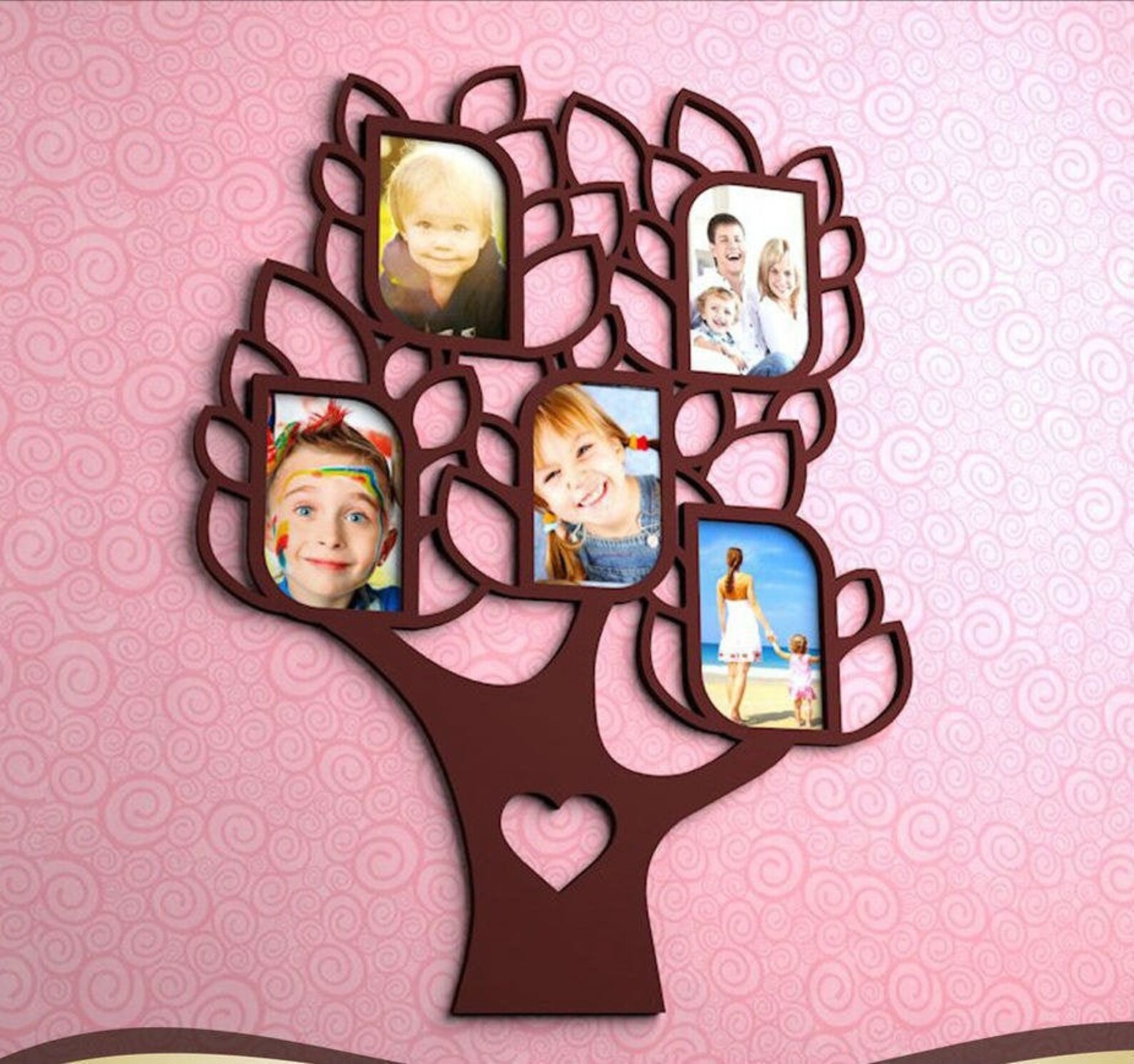 Family Tree With 5 Frames.photo Frame. Laser Cut Files SVG DXF Etsy