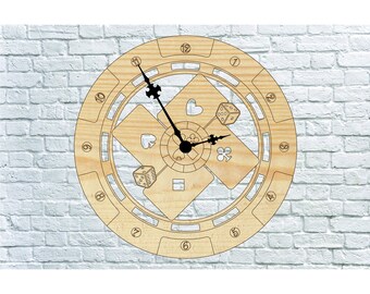 Poker Wall Clock.Vector dxf, cdr,svg voor CNC, vector bestand, digitale vector kunst, cnc, cnc bestand, cnc patroon, cnc cut. 178