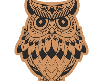 Angry Owl Laser Cut Engraving.Decorative Design.Laser cut files SVG,DXF,CDR, vector plans Glowforge files Instant download,cnc file. 592