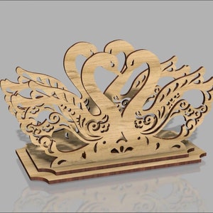 Zwanen servethouder. Laser Cut Servet Houder Template CDR-bestand. Vector dxf, cdr, svg voor CNC, vectorbestand, digitale vectorillust art, cnc. 651