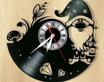 Gnome Wall Clock Vinyl Record Clock.Laser cut files SVG, DXF, CDR, vector plans Glowforge files Instant download, cnc file, cnc pattern. 335
