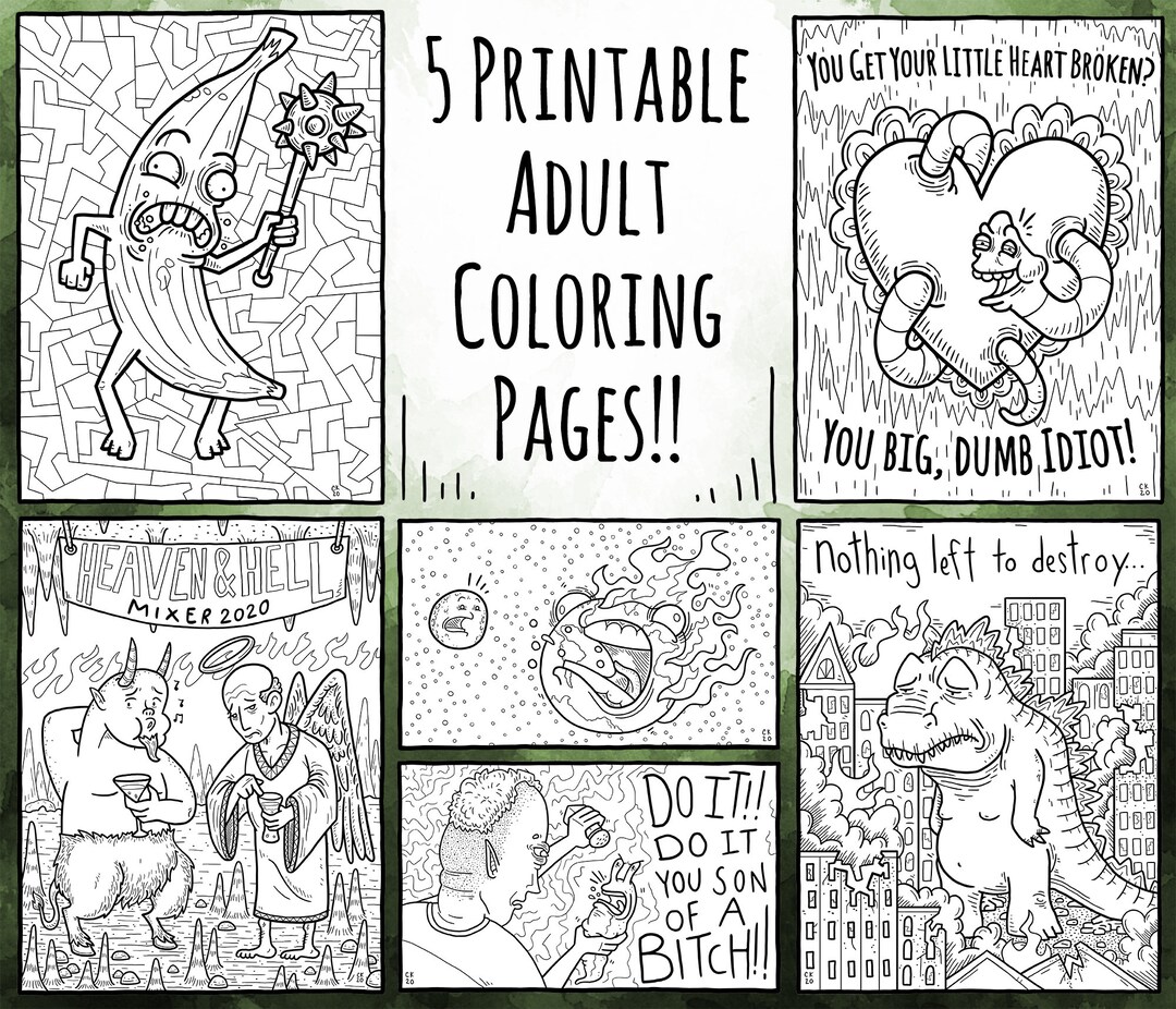 Let's Get Weird: Adult Coloring Pages 5 Printable - Etsy