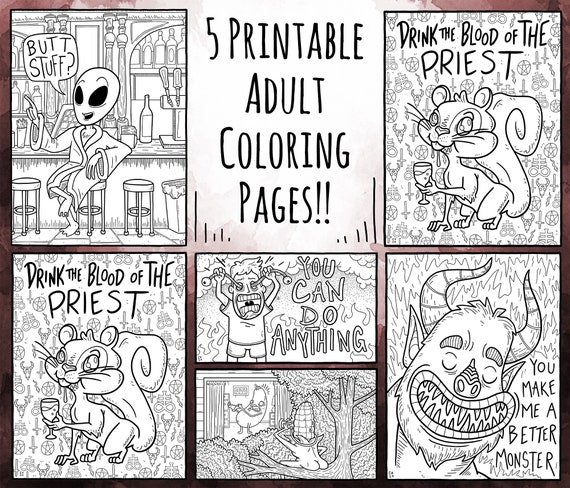 Let's Get Weird: Adult Coloring Pages 5 Printable | Etsy